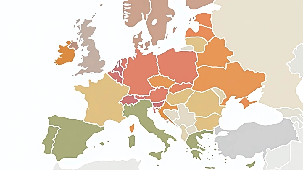 Mapa Evropy s vyznačením zemí V4 a jejich ekonomických ukazatelů